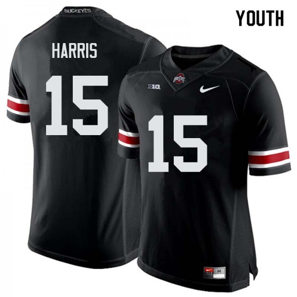 Ohio State Buckeyes #15 Jaylen Harris Youth Football Jersey Black OSU27211